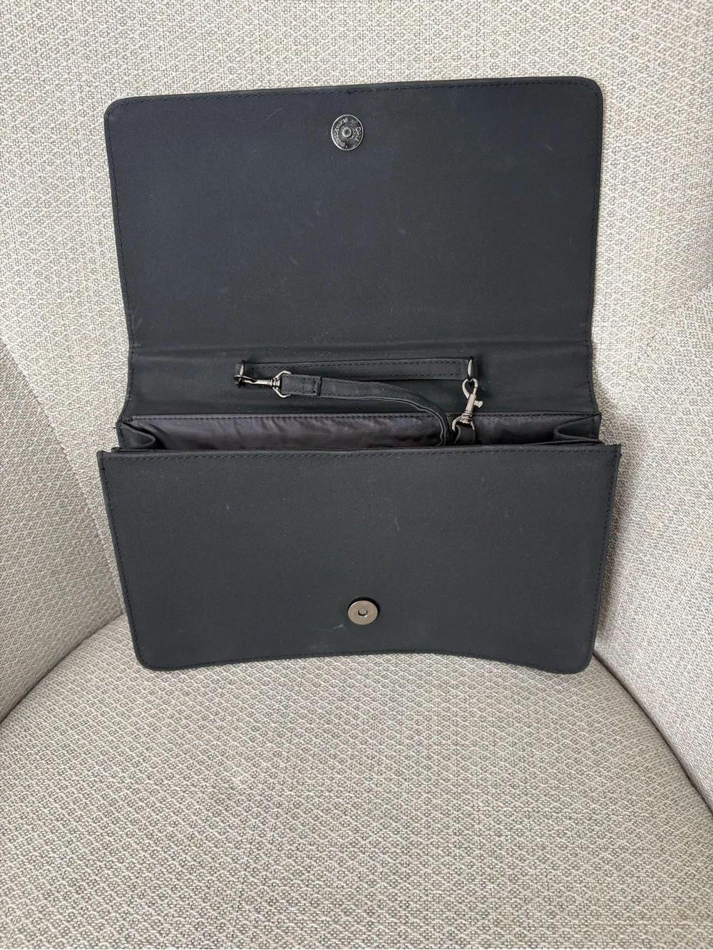 Vintage Black Envelope Clutch with Sculptural Panther Handle